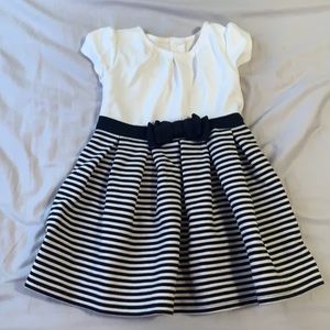 Cotton dress with striped bottom